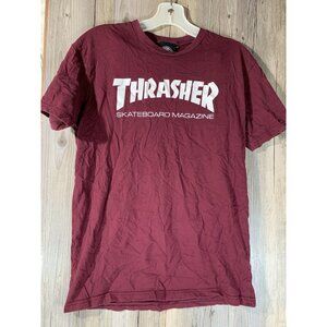 Vintage Thrasher T-Shirt Size M Maroon Burgundy Red Y2K